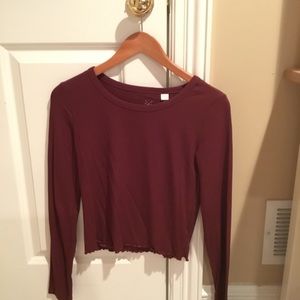 PacSun Basics Red Lettuce Cut Crop Top